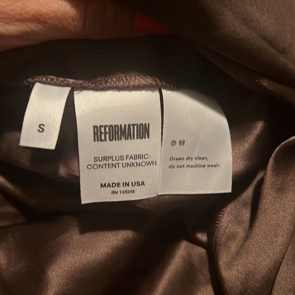 Reformation Rosalina Brown Long Sleeve High Slit Dress NWT - Picture 12 of 12